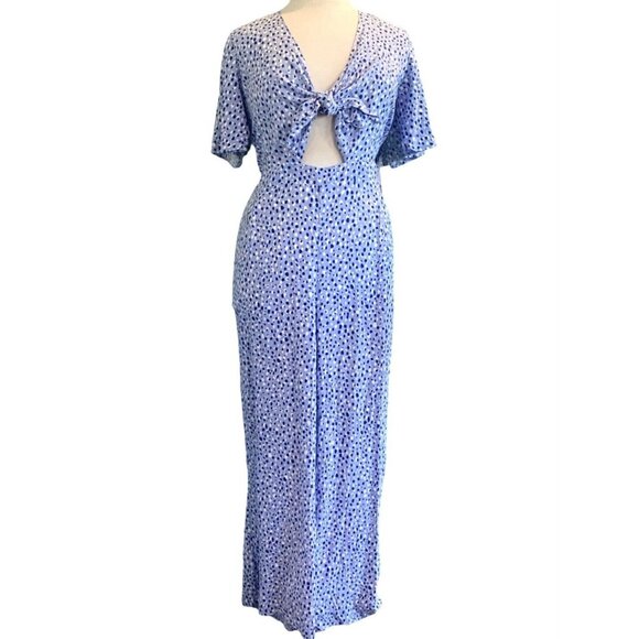 Eloquii Elements Short Sleeve Cutout Midriff Blue Pattern Jumpsuit Size 20 - Picture 3 of 9